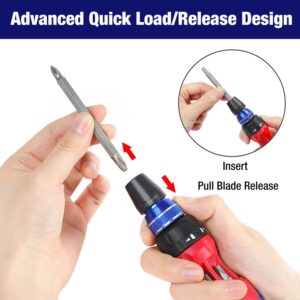 WORKPRO 12-in-1 Ratcheting Multi-Bit Screwdriver Set, Quick-load Mechanism Screwdriver with Double End Bits in Handle