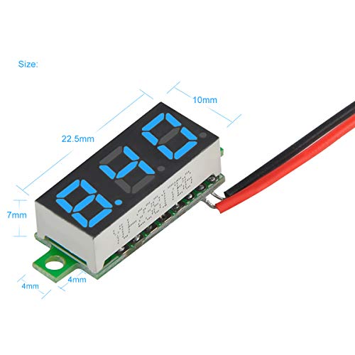 MakerFocus 5pcs Mini Digital DC Voltmeter 0.28 Inch Two-Wire 2.5V-30V Mini Digital DC Voltmeter Voltage Tester Meter 5 Colours