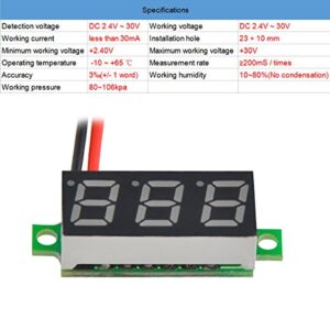 MakerFocus 5pcs Mini Digital DC Voltmeter 0.28 Inch Two-Wire 2.5V-30V Mini Digital DC Voltmeter Voltage Tester Meter 5 Colours