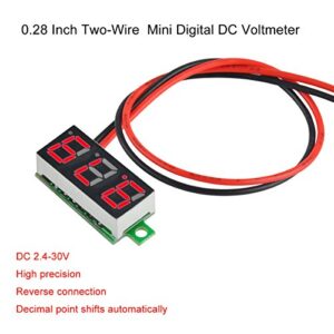 MakerFocus 5pcs Mini Digital DC Voltmeter 0.28 Inch Two-Wire 2.5V-30V Mini Digital DC Voltmeter Voltage Tester Meter 5 Colours