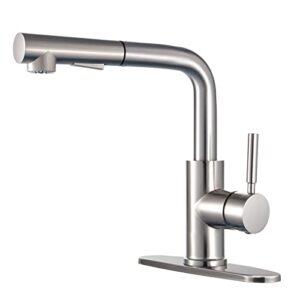 Peppermint Kitchen Faucets Designer Brushed Nickel Pull Down Kitchen Sink Faucet with Pull Out Sprayer Single Lever Faucet for Kitchen Sink RVs Modern