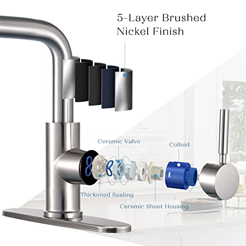 Peppermint Kitchen Faucets Designer Brushed Nickel Pull Down Kitchen Sink Faucet with Pull Out Sprayer Single Lever Faucet for Kitchen Sink RVs Modern