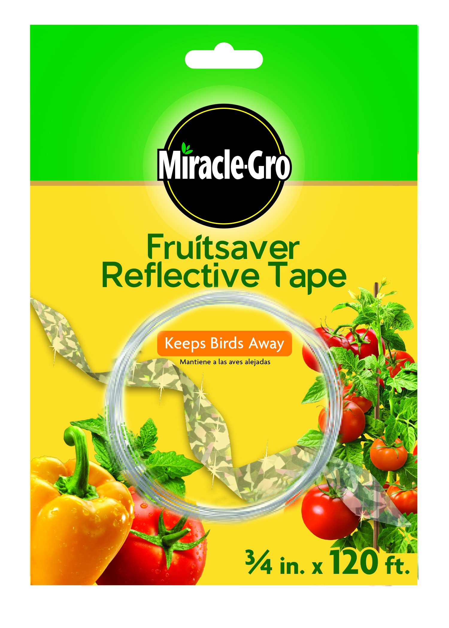 Miracle-Gro SMG12138W 3/4" x 120' Scare Tape, Holographic