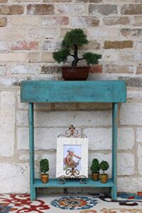 turquoise skinny wall table