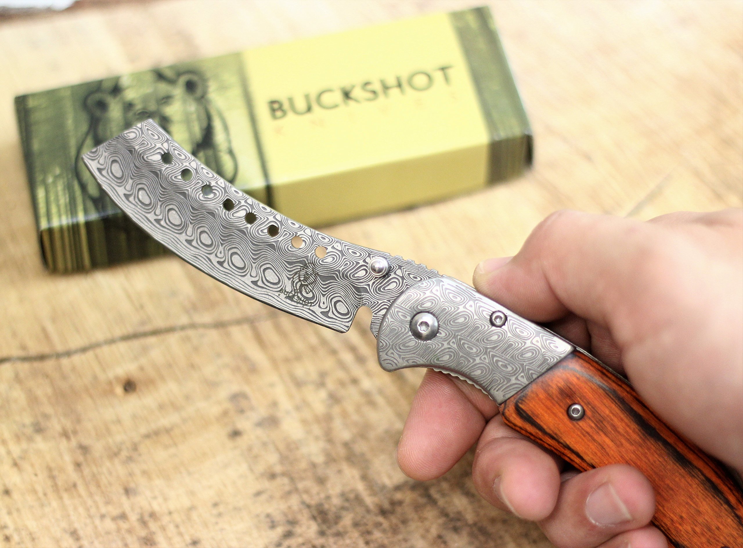 Wartech Buckshot Knives Thumb Open Spring Assisted Cleaver Classic Pocket Knife (PBK219DS)