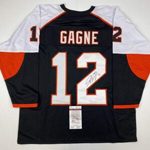 autographed/signed simon gagne philadelphia black hockey jersey jsa coa