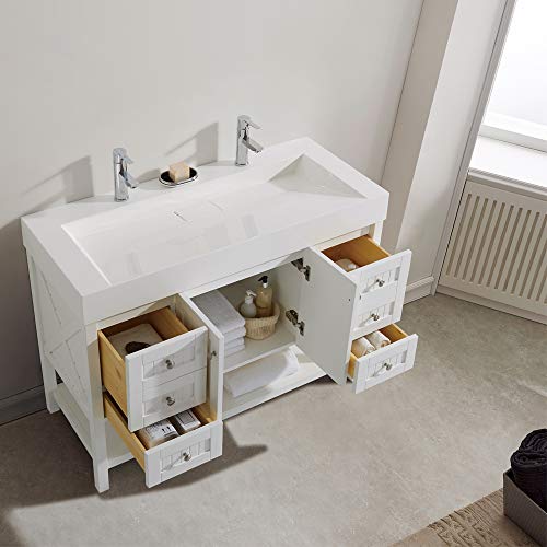 Vinnova Pavia 48” Single Vanity in White with Acrylic Under-Mount Sink Without Mirror