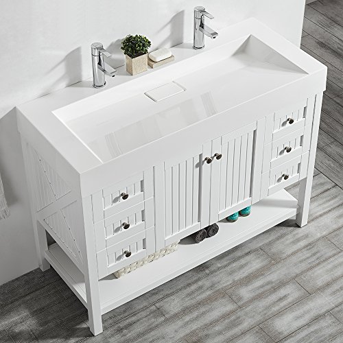 Vinnova Pavia 48” Single Vanity in White with Acrylic Under-Mount Sink Without Mirror