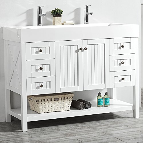 Vinnova Pavia 48” Single Vanity in White with Acrylic Under-Mount Sink Without Mirror