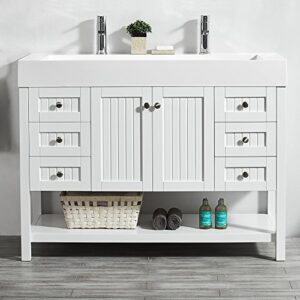 Vinnova Pavia 48” Single Vanity in White with Acrylic Under-Mount Sink Without Mirror