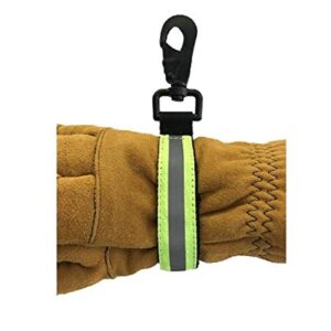 LINE2design Heavy Duty Firefighter Glove Strap with Green Reflective Trim Fire Gear Bags - Ultimate Turnout Gear Bags Firefighting Glove Safety Strap