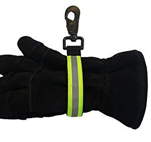 LINE2design Heavy Duty Firefighter Glove Strap with Green Reflective Trim Fire Gear Bags - Ultimate Turnout Gear Bags Firefighting Glove Safety Strap