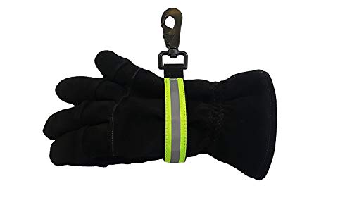 LINE2design Heavy Duty Firefighter Glove Strap with Green Reflective Trim Fire Gear Bags - Ultimate Turnout Gear Bags Firefighting Glove Safety Strap