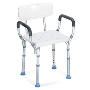 oasisspace heavy duty shower chair with back - bathtub chair with arms for handicap, disabled, seniors & elderly - adjustable medical bath seat handles - non slip tub safety