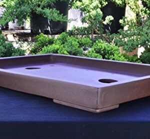 Oversize Large Unglazed 32" Rectangular Flat Yixing Purple Clay Ceramic Bonsai Pot(PA63-31)