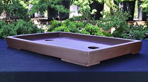 Oversize Large Unglazed 32" Rectangular Flat Yixing Purple Clay Ceramic Bonsai Pot(PA63-31)