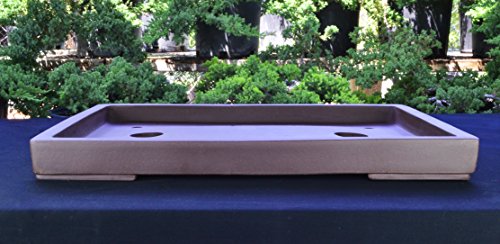 Oversize Large Unglazed 32" Rectangular Flat Yixing Purple Clay Ceramic Bonsai Pot(PA63-31)