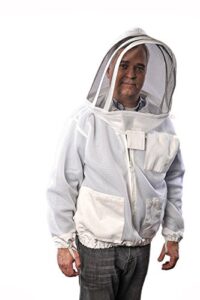 forest beekeeping supply ventilated jacket - clear view fencing veil ykk brass zippers ultra light weight & maximum protection professional & beginner beekeepers (large)