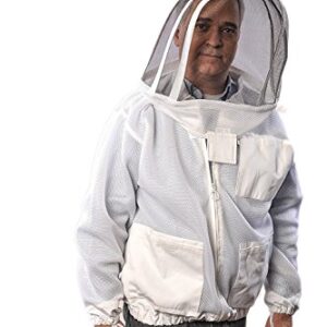 FOREST BEEKEEPING SUPPLY Ventilated Jacket - Clear View Fencing Veil YKK Brass Zippers Ultra Light Weight & Maximum Protection Professional & Beginner Beekeepers (Large)