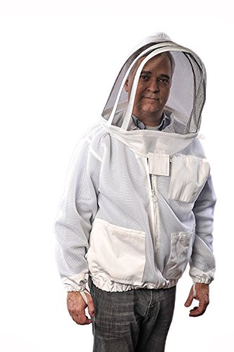 FOREST BEEKEEPING SUPPLY Ventilated Jacket - Clear View Fencing Veil YKK Brass Zippers Ultra Light Weight & Maximum Protection Professional & Beginner Beekeepers (Large)