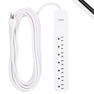 ge home electrical pro 7-outlet surge protector, 25 ft extension cord, 1080 joules, power strip, protected indicator light, integrated circuit breaker, wall mount, ul listed, white, 36361