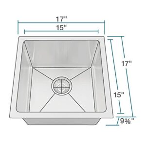 MR Direct 1717-16 Stainless Steel Undermount 17 in. Single Bowl 3/4" Radius Kitchen Sink