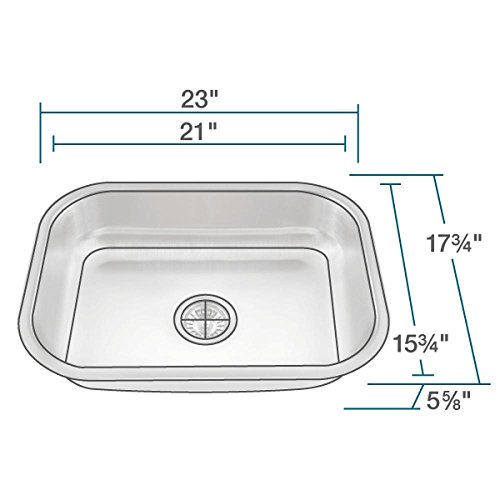 MR Direct ADA2318-18 Stainless Steel Sink Undermount 23 in. Single Bowl Kitchen