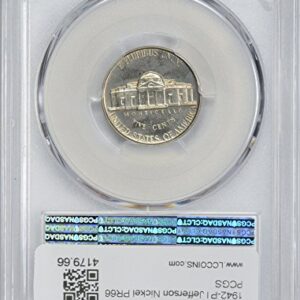 1942 Jefferson Nickel, Type 1, PR66, PCGS