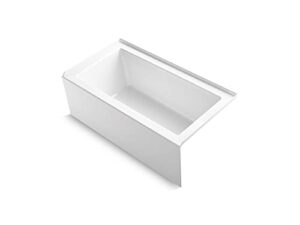 kohler k-20202-ra underscore rectangle 60-inch x 32-inch alcove bath with integral apron, integral flange and right hand drain, white