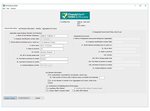 CheckMark 1095 Print Pro+ Software For Windows/PC (2019 Tax Filing Season)