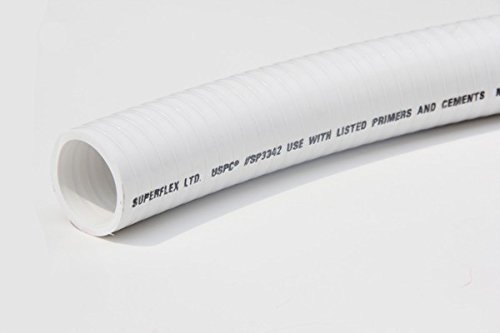 Sealproof 2" Dia Flexible PVC Pipe, Pool and Spa Hose, Schedule 40 Tubing, Made in USA, 2-Inch, 25 FT, White