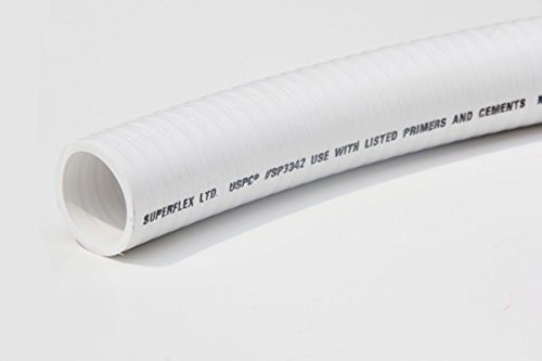 Sealproof 2" Dia Flexible PVC Pipe, Pool and Spa Hose Tubing, Made In USA, Schedule 40 2-Inch, 50 FT, White