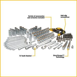 DEWALT Mechanics Tool Set, 1/4" & 3/8" & 1/2" Drive, SAE/Metric, 205-piece (DWMT81534)