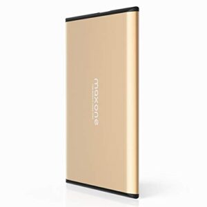 maxone 500gb ultra slim portable external hard drive hdd usb 3.0 for pc, mac, laptop, ps4, xbox one - gold