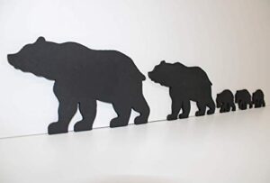 black bear family - bear wall art - bear woodwork - wooden bear silhouette - bear family art - bear family of 5 - animal art