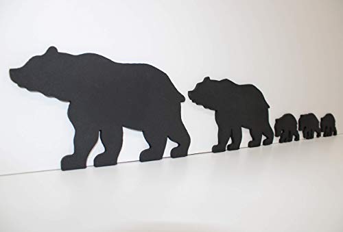 Black Bear Family - Bear Wall Art - Bear Woodwork - Wooden Bear Silhouette - Bear Family Art - Bear Family of 5 - Animal Art