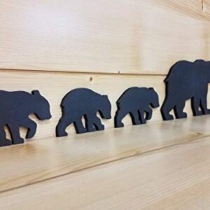 Black Bear Family - Bear Wall Art - Bear Woodwork - Wooden Bear Silhouette - Bear Family Art - Bear Family of 5 - Animal Art