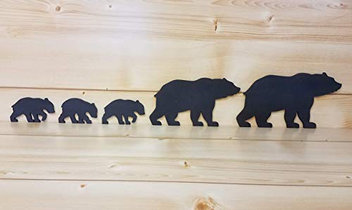 Black Bear Family - Bear Wall Art - Bear Woodwork - Wooden Bear Silhouette - Bear Family Art - Bear Family of 5 - Animal Art