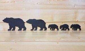 Black Bear Family - Bear Wall Art - Bear Woodwork - Wooden Bear Silhouette - Bear Family Art - Bear Family of 5 - Animal Art