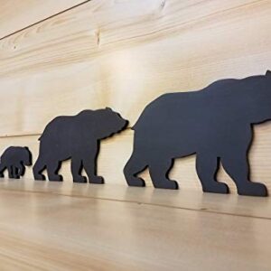 Black Bear Family - Bear Wall Art - Bear Woodwork - Wooden Bear Silhouette - Bear Family Art - Bear Family of 5 - Animal Art