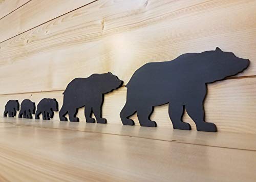 Black Bear Family - Bear Wall Art - Bear Woodwork - Wooden Bear Silhouette - Bear Family Art - Bear Family of 5 - Animal Art