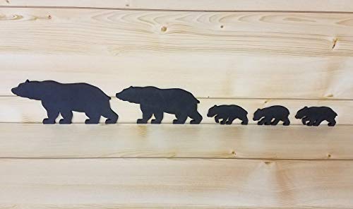 Black Bear Family - Bear Wall Art - Bear Woodwork - Wooden Bear Silhouette - Bear Family Art - Bear Family of 5 - Animal Art