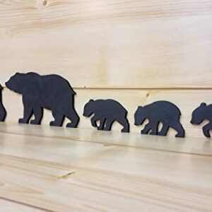 Black Bear Family - Bear Wall Art - Bear Woodwork - Wooden Bear Silhouette - Bear Family Art - Bear Family of 5 - Animal Art