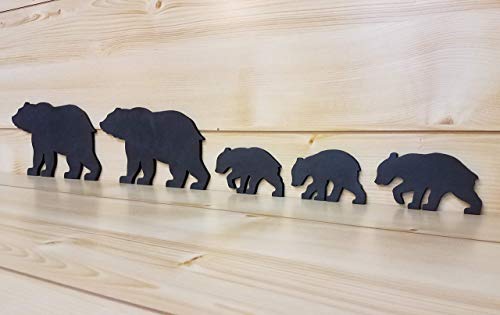 Black Bear Family - Bear Wall Art - Bear Woodwork - Wooden Bear Silhouette - Bear Family Art - Bear Family of 5 - Animal Art