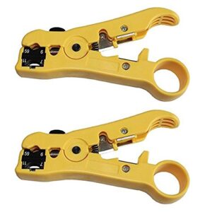 pack 2pcs universal cable wire stripper cutter stripping tool for flat or round utp cat5 cat6 wire coax coaxial
