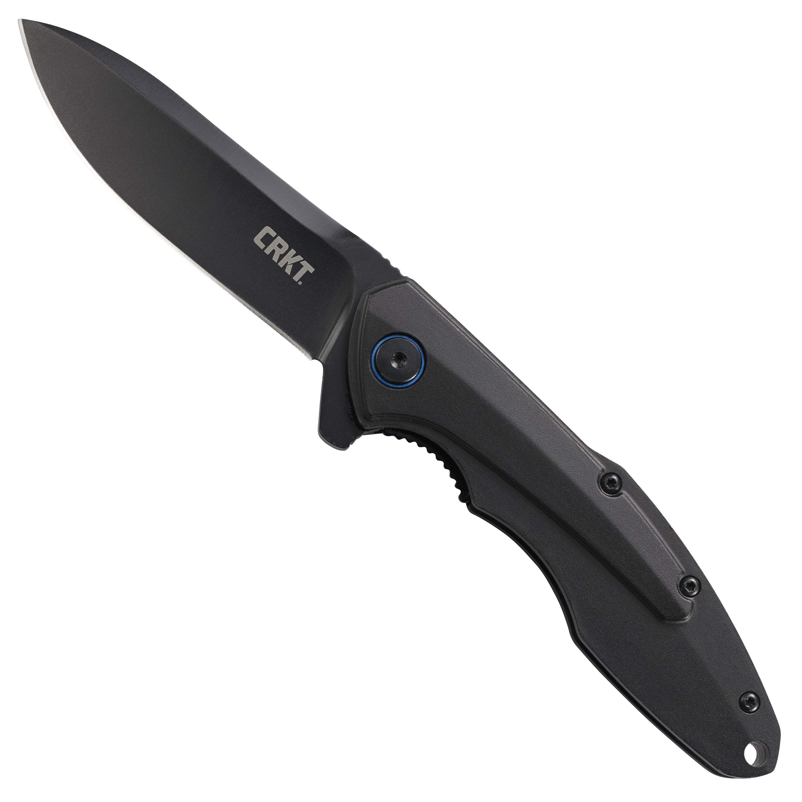 CRKT Caligo Folding Pocket Knife: Plain Edge Folder with Liner Lock, Everyday Carry Folded Knife with Flipper Opening, and Black Oxide Blade Finish 6215