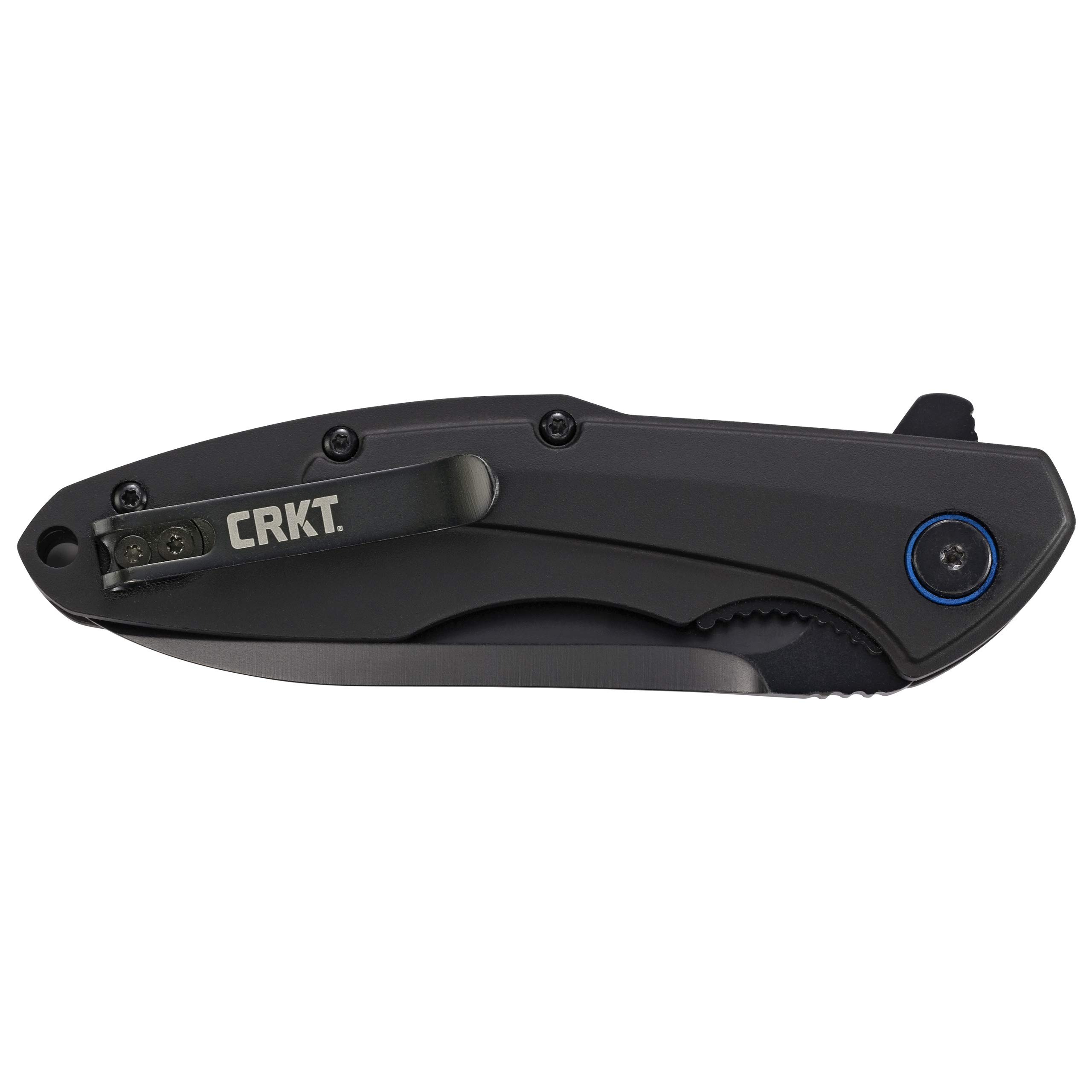 CRKT Caligo Folding Pocket Knife: Plain Edge Folder with Liner Lock, Everyday Carry Folded Knife with Flipper Opening, and Black Oxide Blade Finish 6215