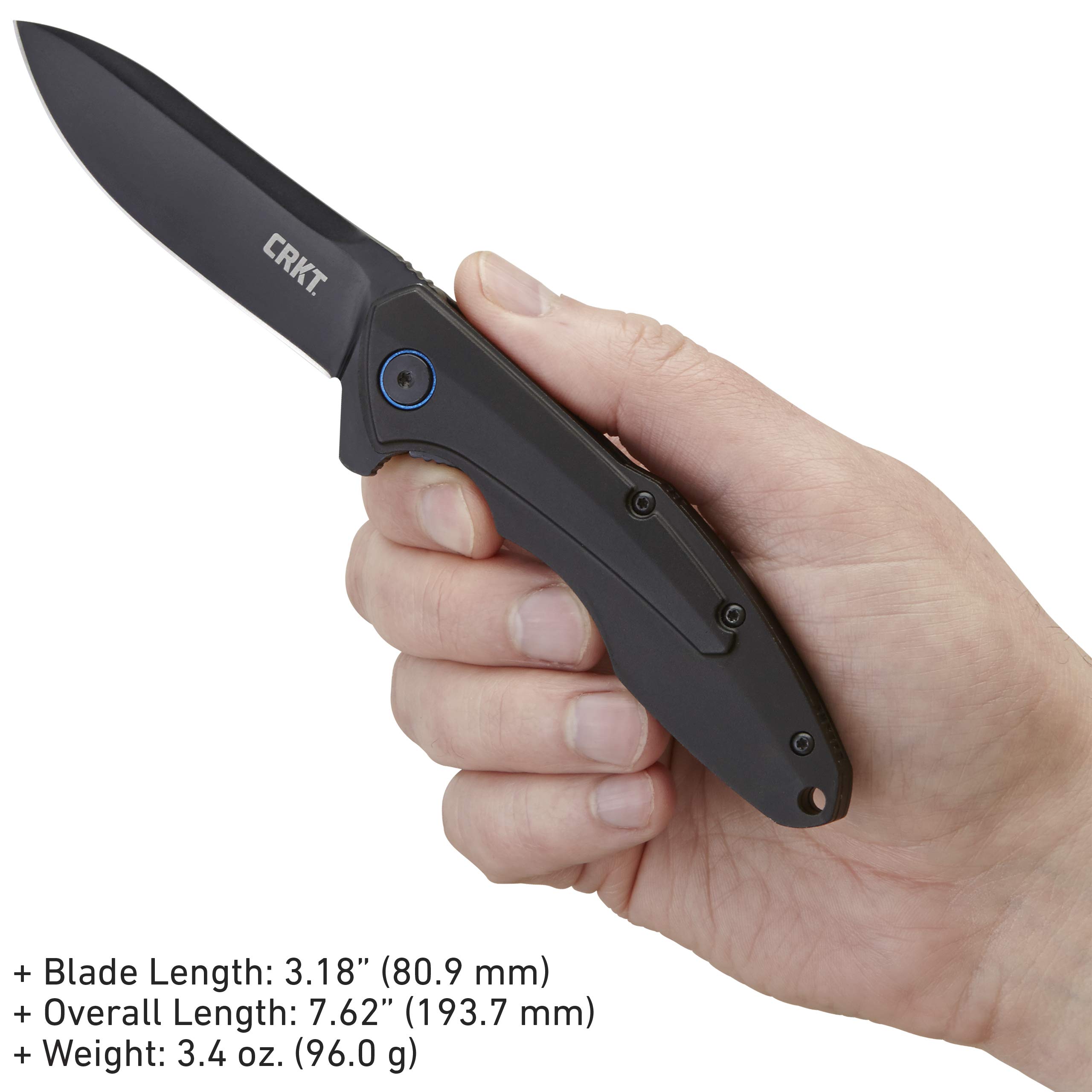 CRKT Caligo Folding Pocket Knife: Plain Edge Folder with Liner Lock, Everyday Carry Folded Knife with Flipper Opening, and Black Oxide Blade Finish 6215