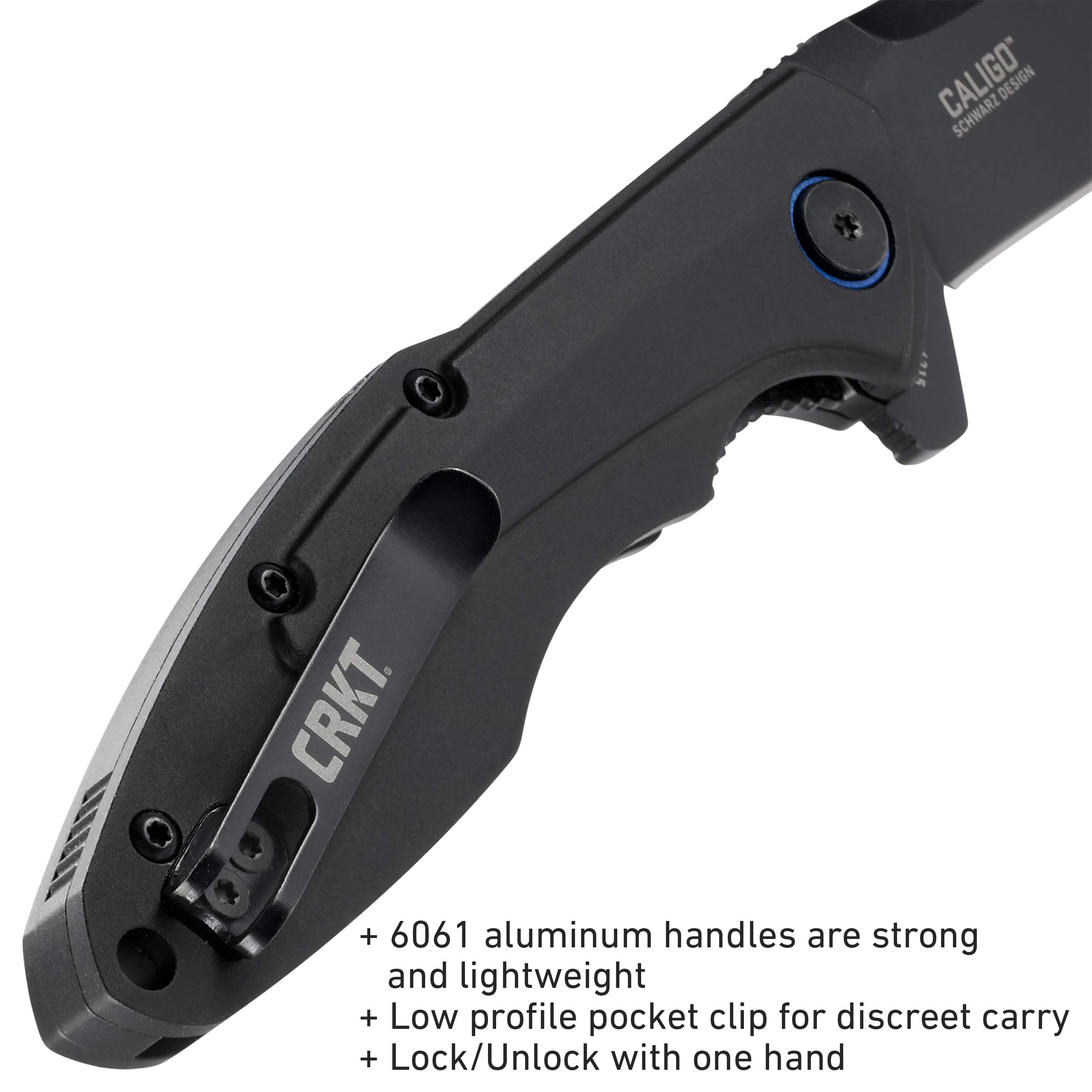 CRKT Caligo Folding Pocket Knife: Plain Edge Folder with Liner Lock, Everyday Carry Folded Knife with Flipper Opening, and Black Oxide Blade Finish 6215