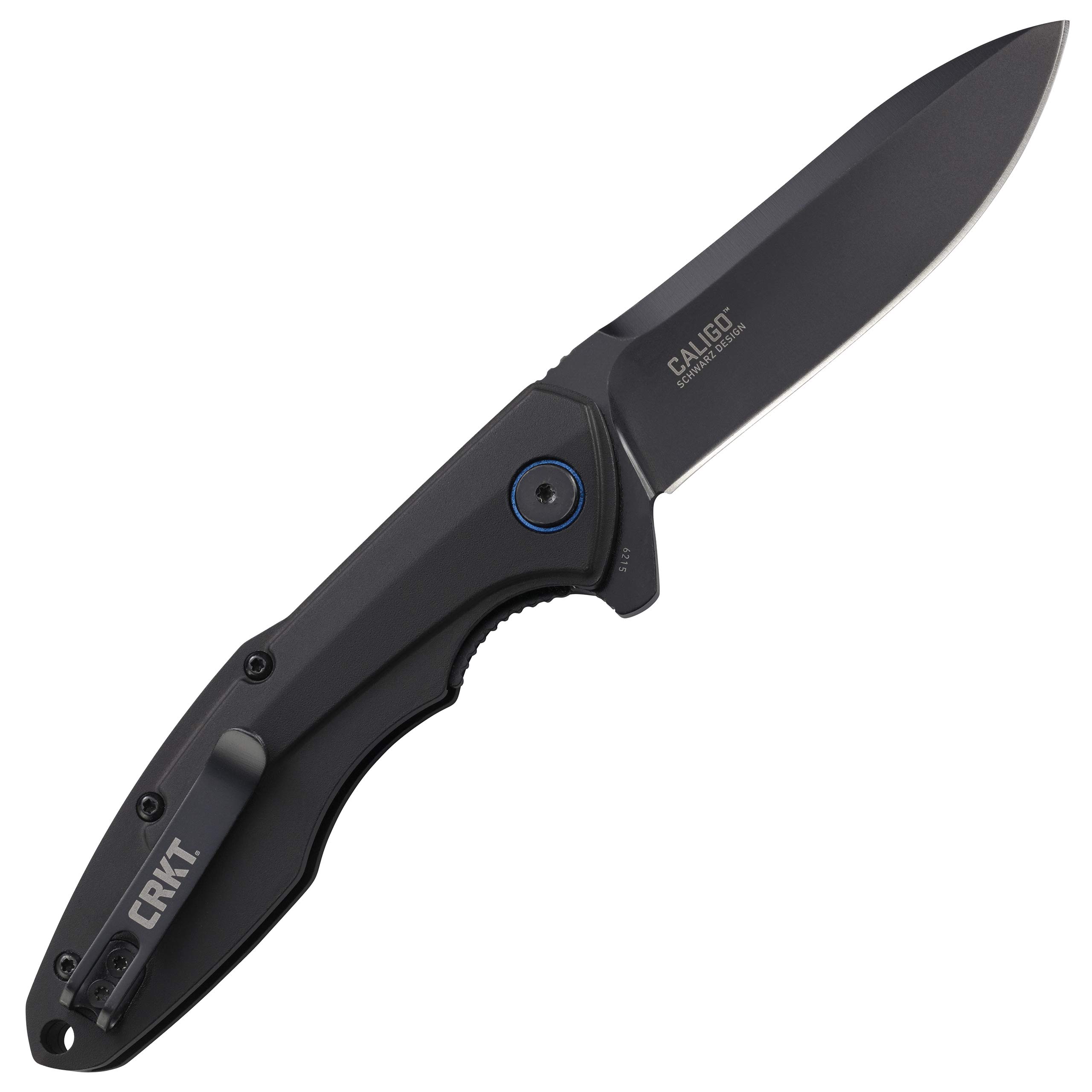 CRKT Caligo Folding Pocket Knife: Plain Edge Folder with Liner Lock, Everyday Carry Folded Knife with Flipper Opening, and Black Oxide Blade Finish 6215